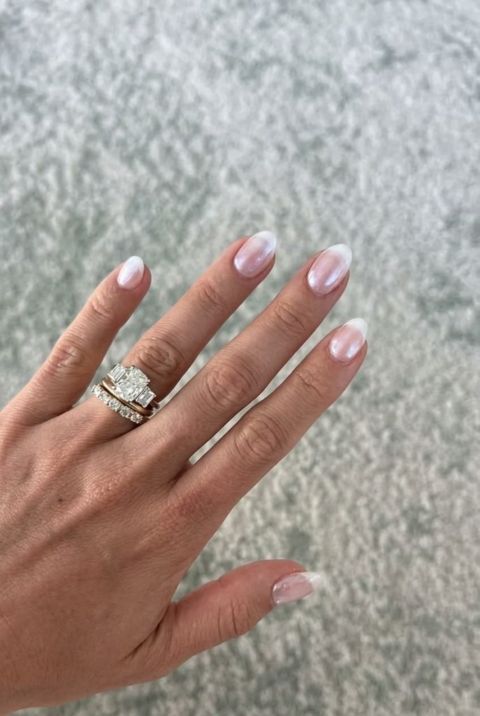 chrome finish french tip nails