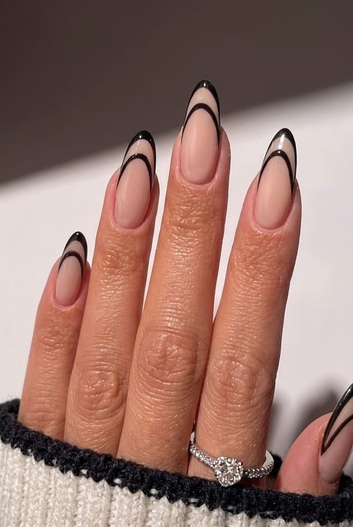 double line french tip nail design
