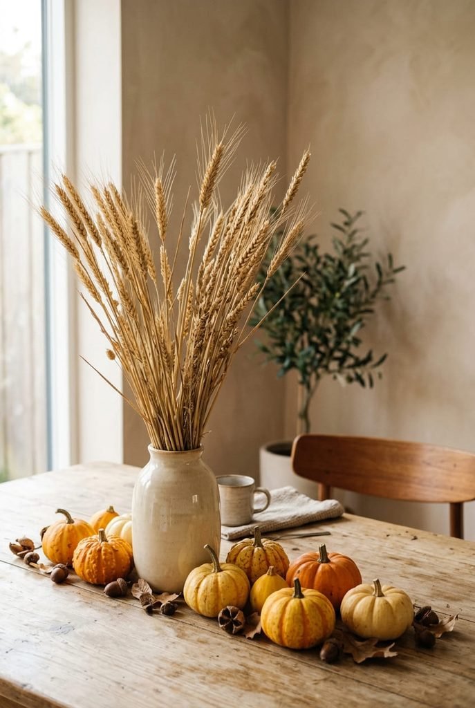 fall-table-decor-wheat-stalk-gourds
