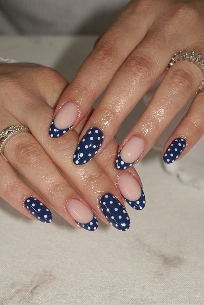 golden-navy-polka-dot-nails.